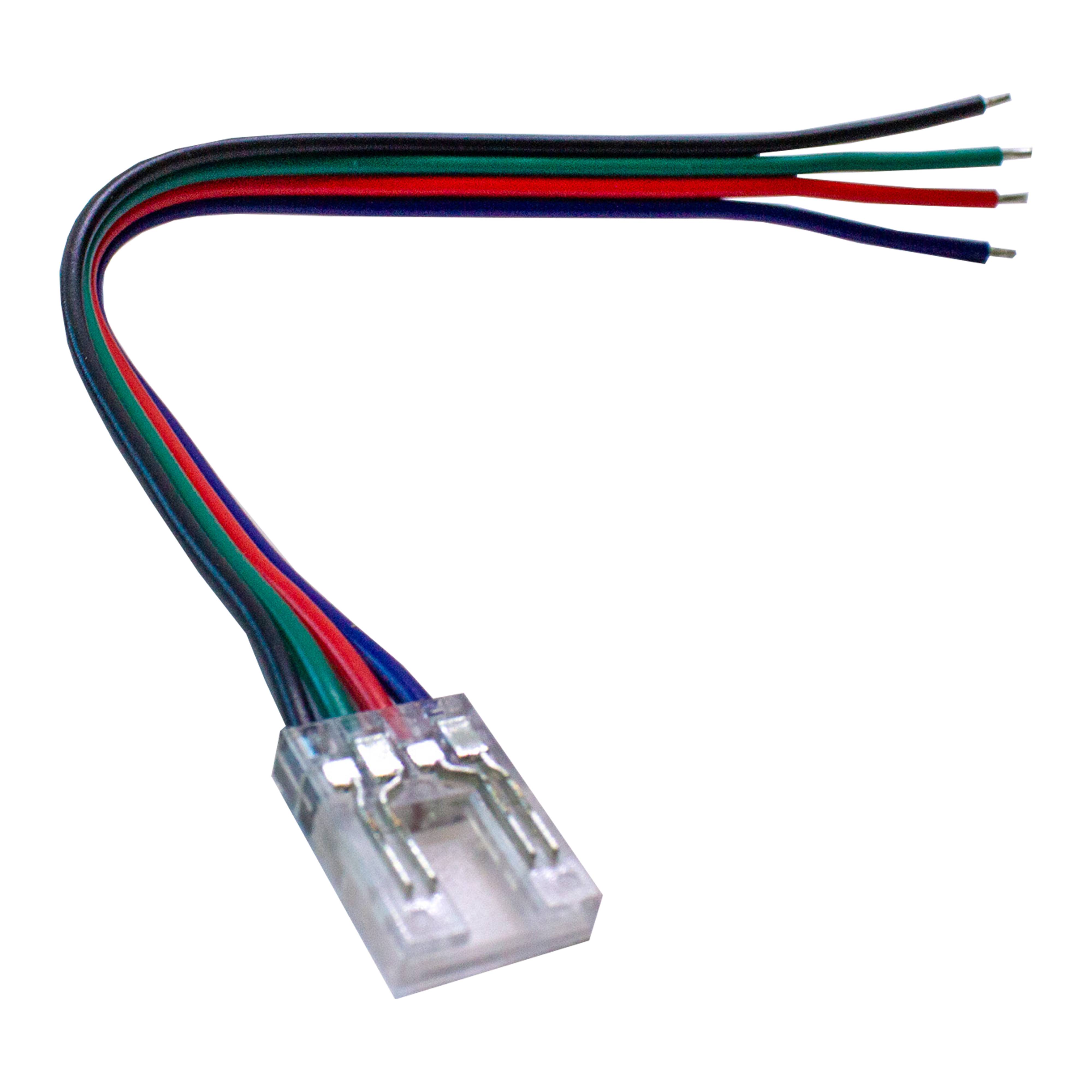 Connecteur pour ruban LED RGB sans soudure avec 2 clicks + câble