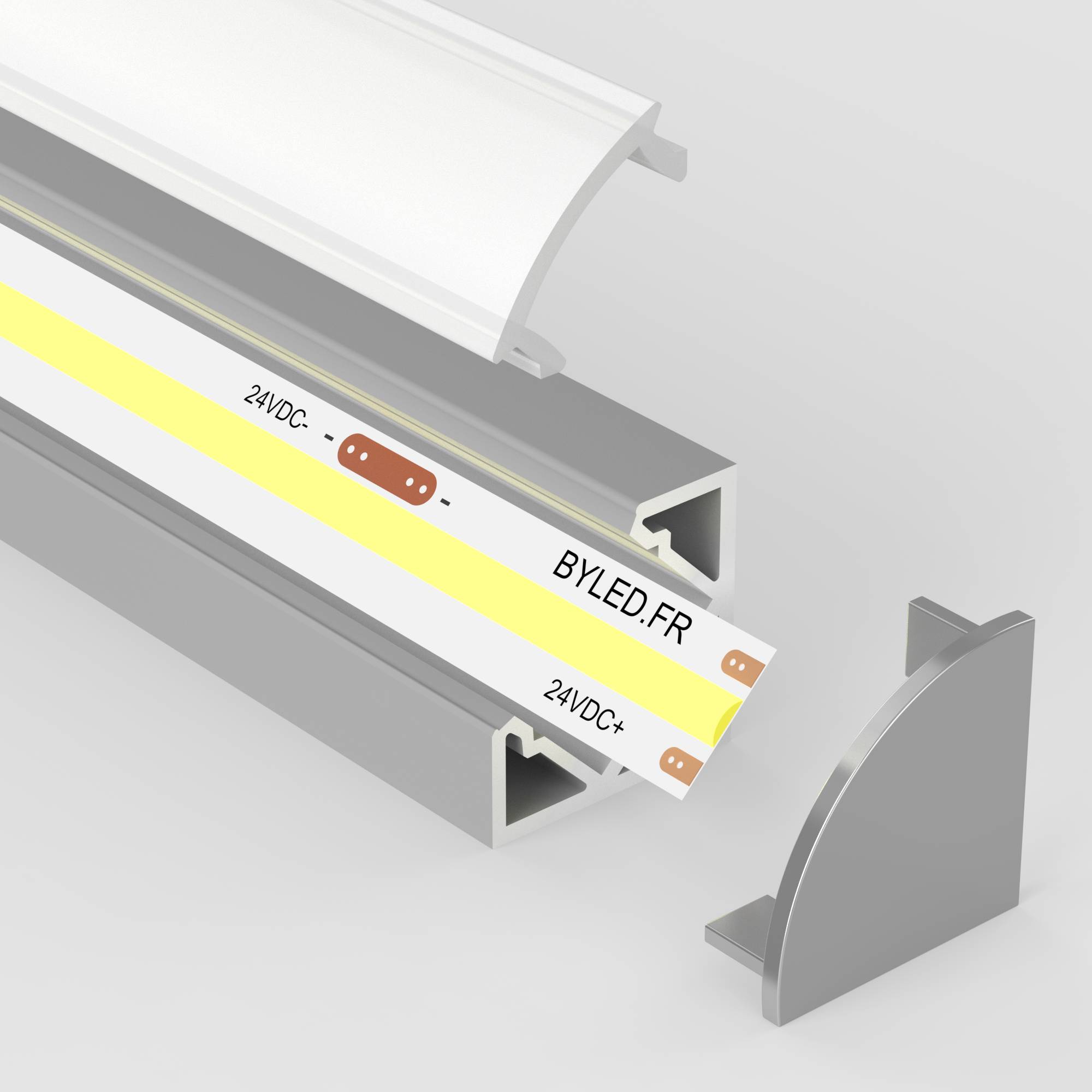 Profilé d'angle alu pour bandeau LED - 1m, 2m ou 3m - ®