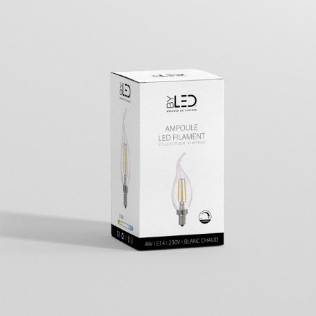 Ampoule LED à filament Bougie - Blanc Chaud - E14 – 4W - Dimmable