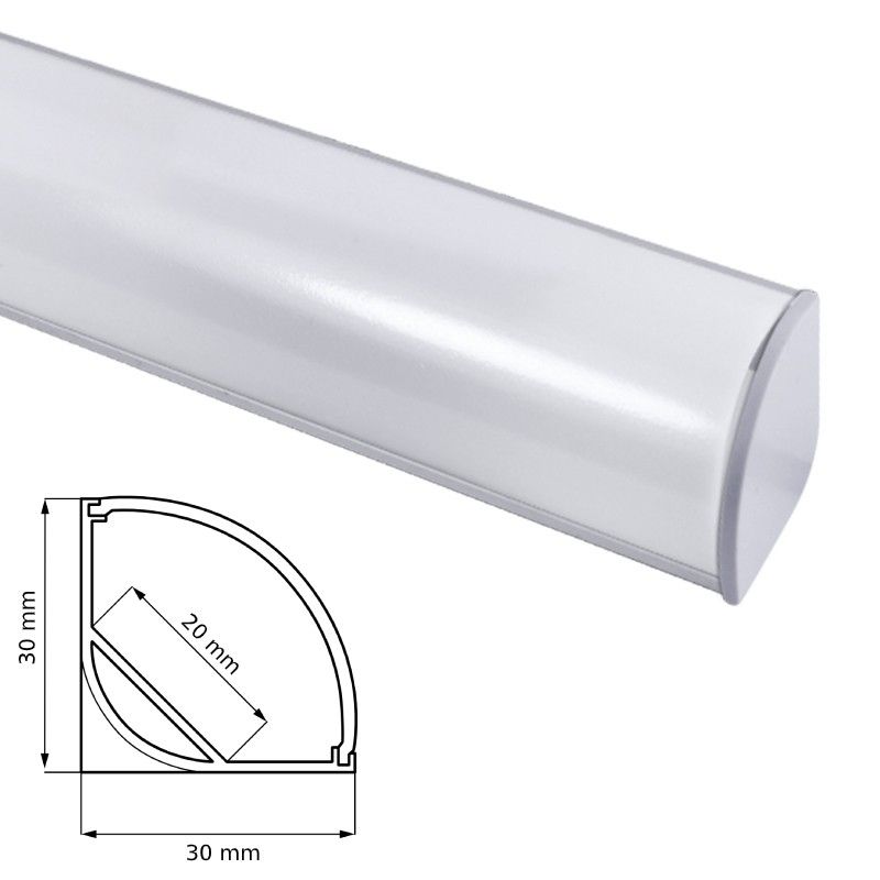 Profil aluminium pour LED bande avec diffuseur opaque PACK 4 mètres  encastré, barre dissipateur en oméga en bandes de 2 m, canal avec support  de