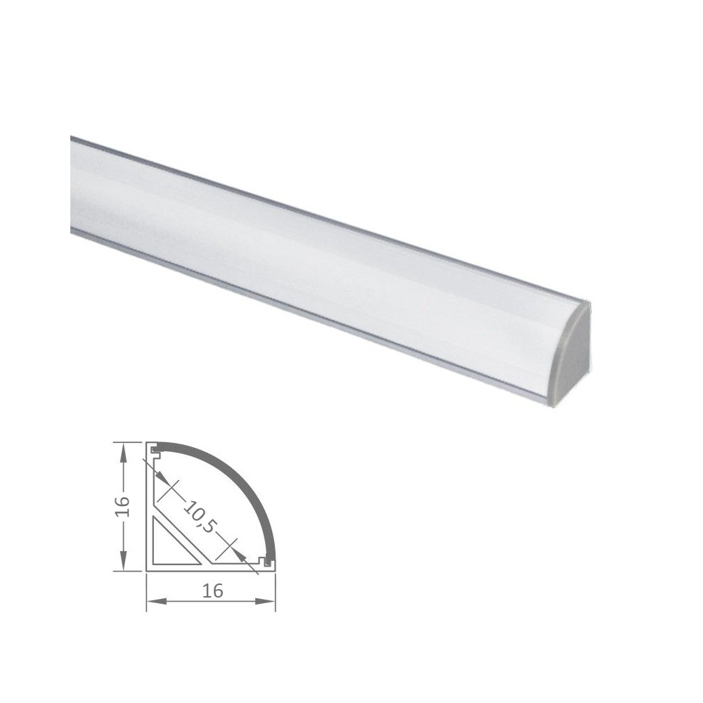 Profilé Aluminium Arrondi d'Angle 1m pour Ruban LED translucide ron