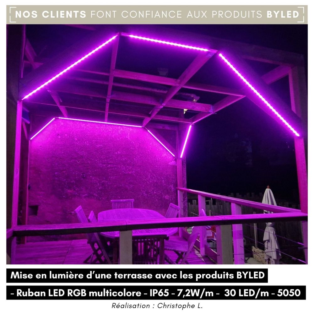 16 mètres 12V RGB ruban LED avec télécommande touch, 30 leds et 7,2w p/m