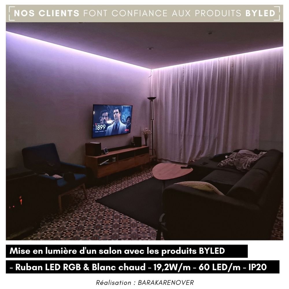 Ruban LED RGB+W 96LED/m 19,6W/m Étanche IP65 5m RGB + Blanc Naturel 4200K