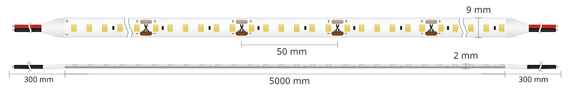 Ruban LED IP65 2835 blanc pour intérieur - 9,6W/m - 120 LED/m