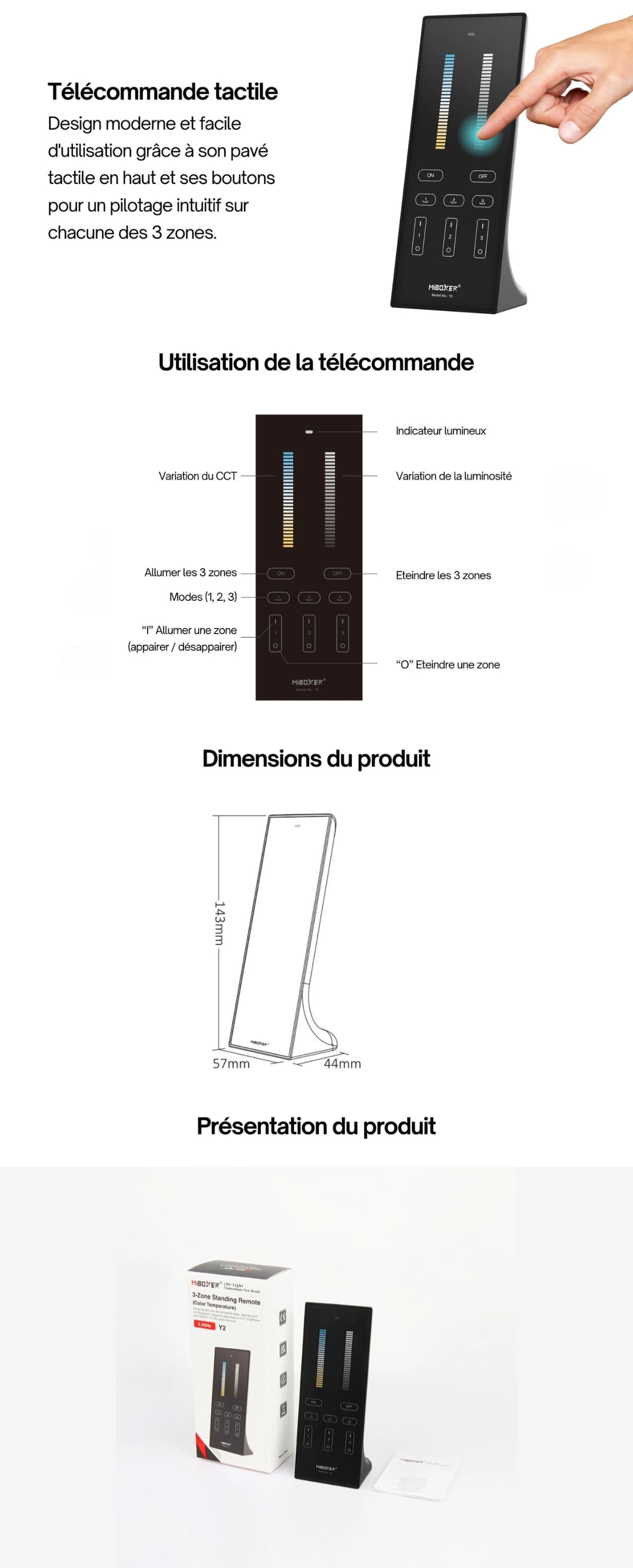 télécommande miboxer y2 infographie