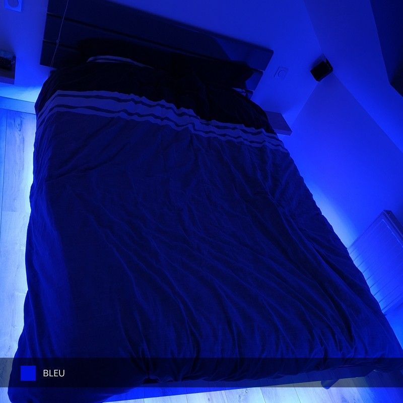 Ruban LED Bleu 8mm de large - 4,8W/m - IP20 - 60 LED/m - 3528E - 5m - 24V